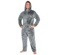 CityComfort Onesies for Men and Teens, Loungewear Fleece Pyjamas Men All in One Jumpsuit Nightwear (Grey, XL)