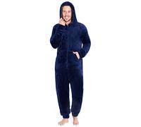 CityComfort Onesies for Men and Teens, Loungewear Fleece Pyjamas Men All in One Jumpsuit Nightwear (Navy, M)