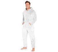 CityComfort Onesies for Men and Teens, Loungewear Fleece Pyjamas Men All in One Jumpsuit Nightwear (Two Tone Grey, L)