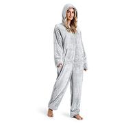 CityComfort Onesies for Women Soft Comfy Fleece Pyjamas Nightwear for Women Fluffy Fleece Onesie Lounge Wear Sizes S-XL (Two Tone Grey, M)