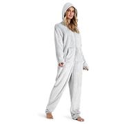 CityComfort Onesies for Women Soft Comfy Fleece Pyjamas Nightwear for Women Fluffy Fleece Onesie Lounge Wear Sizes S-XL (Light Grey, M)