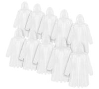 CityComfort Rain Poncho for Boys Teens Disposable Transparent Waterproof Ponchos Multipack for Festival Theme Park Emergency Raincoats (White - 10 Pack)