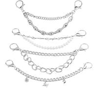 CityComfort Shoe Charms for Clogs Mixed Multipack Gold Silver Chains Bling Fashionable Shoe Decorations Gifts for Her (Silver Chains)