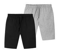 CityComfort Shorts Pyjamas for Boys Teens Pack of 2 PJs Summer Casual Lounge Wear Soft Jersey Pyjama Shorts with Pockets (Black/Grey, 5-6 Years)
