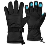 CityComfort Ski Gloves for Men & Teens, Thermal & Waterproof Winter Gloves, Touch Screen & Fleece Lined for Skiing & Cycling (Men Black)