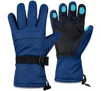 CityComfort Ski Gloves for Men & Teens, Thermal & Waterproof Winter Gloves, Touch Screen & Fleece Lined for Skiing & Cycling (Men Blue)