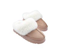 CityComfort Sherpa Lined Slippers for Women Teenagers, Fluffy Slip-On House Shoes with Non Slip Sole - Gifts for Her (Beige, 5 UK)