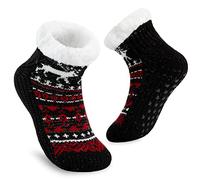 CityComfort Slipper Socks for Women Teenagers, Cosy Warm Fleece Lined Bed Socks - Gifts for Her (Black)