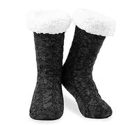 CityComfort Slipper Socks for Women Teenagers, Cosy Warm Fleece Lined Bed Socks - Gifts for Her (Black Charcoal)
