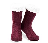 CityComfort Slipper Socks for Women Teenagers, Cosy Warm Fleece Lined Bed Socks - Gifts for Her (Bordeaux)