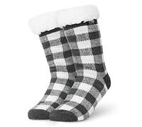CityComfort Slipper Socks for Women Teenagers, Cosy Warm Fleece Lined Bed Socks - Gifts for Her (Grey/White)