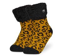 CityComfort Slipper Socks Women Teenagers - Fluffy Socks Non Slip Warm Fleece One Size Lounge Wear - Gifts for Women (Yellow Leopard)