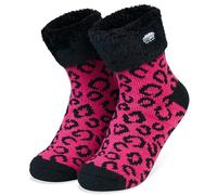 CityComfort Slipper Socks Women Teenagers - Fluffy Socks Non Slip Warm Fleece One Size Lounge Wear - Gifts for Women (Pink Leopard)