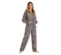CityComfort Women Fleece PJ Set, Super Soft Cosy Loungewear Pyjamas, Ladies Twosie Pyjamas, Animal Print Warm Sherpa Fleece Pajama Sets, Gift for Women (M, Leopard)