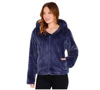 CityComfort Womens Fluffy Coat with Hood, Cosy Stylish Faux Fur - Gifts for Her (Navy, S)