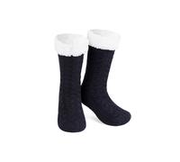 CityComfort Women's Fluffy Knitted Sock Slippers in Navy CityComfort Navy One Size