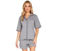 CityComfort Womens Pyjamas Set 2 Pcs Short Button Down PJs Comfy Classic Soft Loungewear Soft Nightwear Cute Summer Sleepwear Gifts for Women (L, Grey)
