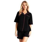 CityComfort Womens Pyjamas Set 2 Pcs Short Button Down PJs Comfy Classic Soft Loungewear Summer Nightwear Gifts for Women (XL, Black)