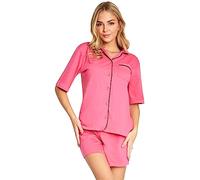 CityComfort Womens Pyjamas Set 2 Pcs Short Button Down PJs Comfy Classic Soft Loungewear Summer Nightwear Gifts for Women (S, Pink)