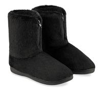 CityComfort Womens Slippers Fluffy Boot Slippers Indoor House Shoes for Women and Teenagers Non Slip Sole Gifts for Her (Black, 3 UK)