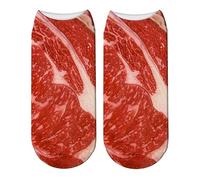 cityfly 3D Digital Printing Meat Socks 1 Pair Beef Pork Short Sock Funny Simulation Socks Unisex for Men Women Teens Halloween Christmas Costume Supplies meat socks men