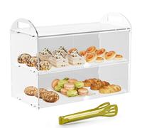 Cityjoy 2 Tiers Clear Acrylic Counter Top Bakery Display Case 5mm high Impact PETG Panels Bread Case Party Cake Cabinet with Handle