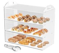 Cityjoy 3 Tier Bakery Display Case with Handle, Countertop 23.6"x 11.8"x 18.6" Commercial Pastry Display Case, Acrylic Clear Food Display Box for Dessert Donut Bagels Cake Cookie