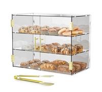CItyjoy 3 Tiers Clear Acrylic Counter Top Bakery Display Case 5mm high Impact PETG Panels Bread Case 19.5"X15"X10.2" Party Cake Cabinet