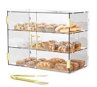 Cityjoy 3-Tiers Countertop Bakery Display Case with Elastic Auto-Door, 19.5"x 14.9" x 10.3" Acrylic Pastry Display Case Food Display Cabinet Box for Bread Dessert Cookie Baking