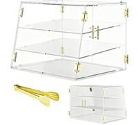 Cityjoy 3 Tray Countertop Bakery Display Case with Elastic Auto-Door, 20.9"x 17"x 17" Commercial Pastry Bread Food Display Case Storage Box for Donut Cake Bagels Cookie