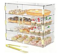Cityjoy 4-Tiers Bakery Display Case with Elastic Auto-Door, 19.5"x 19.69" x 10.3" Acrylic Clear Pastry Display Case Countertop Display Cabinet Food Box for Bread Dessert Cookie Baking