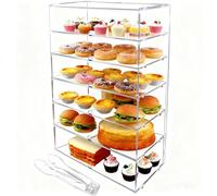 Cityjoy 6 Tiers Bakery Display Case, Commercial Acrylic Pastry Display Case Countertop Cake Box, 19.5" x 10.2" x 29.3" Clear Display Cabinet for Bread Dessert Food Cookie Baking