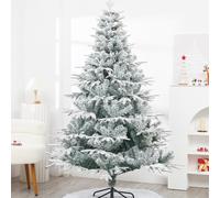 Cityjoy 7FT Artificial Christmas Tree, Upgraded Full Flocked Snow Christmas Tree w/1100 Branch Tips, Foldable Base & Metal Hinges for Home, Office and Party Outdoor Decoration