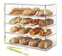 Cityjoy Countertop Bakery Display Case with Elastic Auto-Door, Acrylic Pastry Display Case Food Display Cabinet Box for Bread Dessert Cookie Baking (4-Tiers)