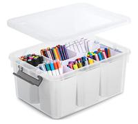 Citylife 17 QT Plastic Storage Bins Clear Storage Box with Lids Multipurpose Stackable Storage Containers for Organizing Tool, Craft, Crayon