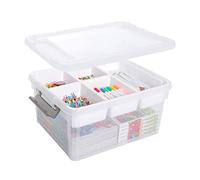 Citylife 17 QT Plastic Storage Box with Removable Tray Craft Organizers and Storage Clear Storage Container for Organizing Bead, Tool, Sewing, Playdoh