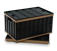 Citylife 2Pack 64L Collapsible Plastic Storage Box with Lids Outdoor Stackable Folding Large Storage Box Plastic Box with Lid for Book Camping Garage