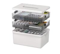 Citylife 3-Layer Medicine Storage Box, Medication Storage Box with Handle, Household Medical Organiser Portable Emergency First Aid Container for Home Cabinet Office Travel Car School