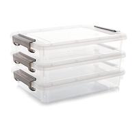Citylife 3 PCS Plastic Storage Bins with Latching Lids Portable Project Case Clear File Box Stackable Storage Containers for Organizing B5 Paper, Photo, Document, Scrapbook