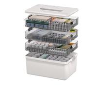 Citylife 4-Layer Medicine Storage Box, Medication Storage Box with Handle, Household Medical Organiser Portable Emergency First Aid Container for Home Cabinet Office Travel Car School