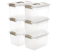 Citylife 6 Packs 8L Storage Boxes with Lids Clear Plastic Box with Handle Stackable Storage Boxes, 31.5 * 22.5 * 19.5cm