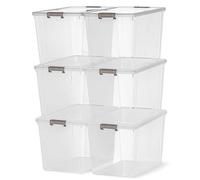 Citylife 6Packs 6.5L Plastic Storage Boxes with Lids, Clear Stackable Storage Box with Handle, Collection Boxes for Organizing Toys, Snacks, Tools, 30.10×18.50×18.20 cm
