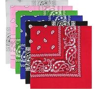 CITYMEMO 6 PCS 100% Cotton Paisley Printed Bandanas, Large Thick Scarfs Fashion Headwear for Men and Women,27x27 Inches, 22in-a, One Size