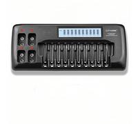 CITYORK 10+4 slot LCD Battery Charger for 1.2V AA AAA Ni-MH Rechargeable Batteries and 9V Ni-MH Li-ion Rechargeable Batteries with Built-in IC Protection