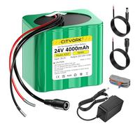 CITYORK 24V 4000mAh Lithium Battery and Charger, Extension Cable, Cable Connector for DIY Projects, Solar Street Lights, CCTV Camera, Speaker, Sprayer and More