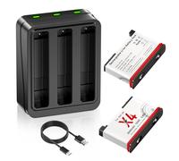CITYORK 2600mAh Replacement Battery and 3 Channel USB Fast Charger Compatible with INSTA 360 X4 Action Camera - 2 Pack