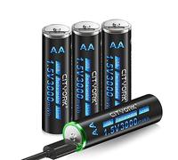 CITYORK 4 Pack 1.5V Rechargeable Batteries AA 3000mWh Lithium USB AA Battery with Type C Charging Cable