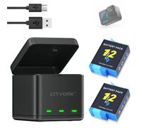 CITYORK Battery Charger Kit(2-Pack), For GoPro Hero 12 Hero 11/10/9 Black, With USB Cable And Type-C Triple Channel Slots Battery Storage Box With LED Indicator(1 Charger + 2 Batteries)
