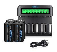 CITYORK Battery LCD Charger Set for AA AAA C D Ni-MH/Ni-Cd Batteries - With 4 Pack C 5000mAh Rechargeable Batteries