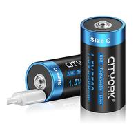 CITYORK USB Rechargeable C Batteries High Capacity 1.5V 5500mWh C Size Li-ion Batteries with Type C Charging Cable - 2 Pack